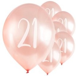 Ballons Rose nacré latex 11" 21ans paquet de 6