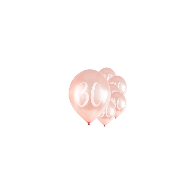 Ballons Rose nacré latex 11" 30ans paquet de 5