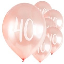 Ballons Rose nacré latex 11" 40ans paquet de 5