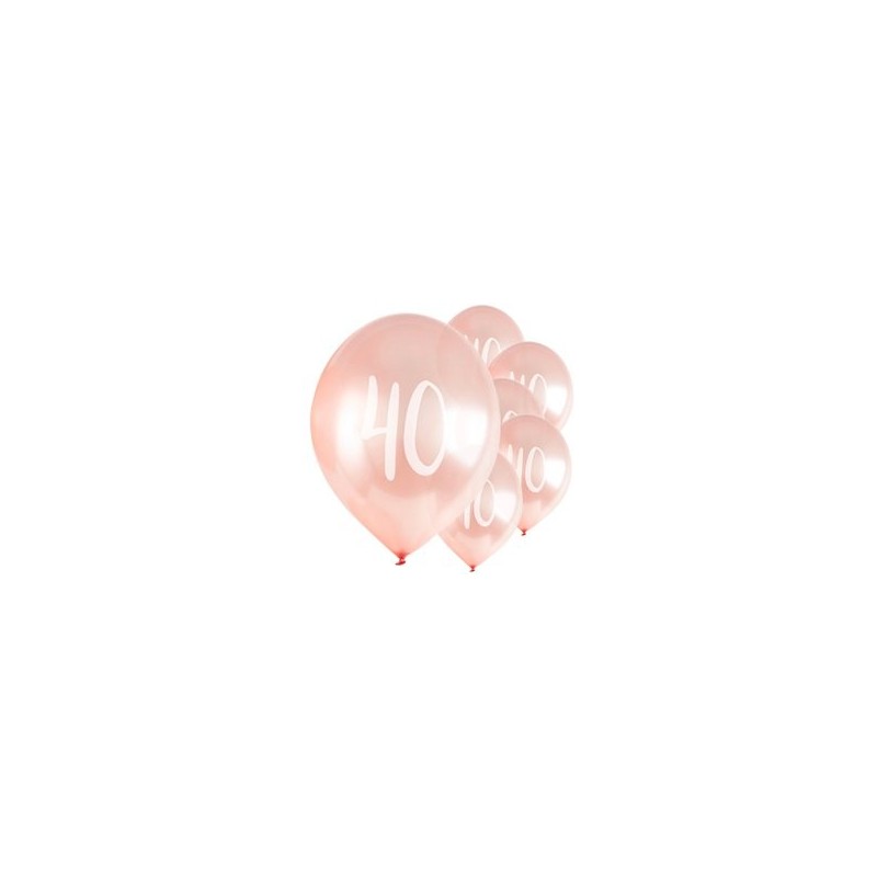 Ballons Rose nacré latex 11" 40ans paquet de 5