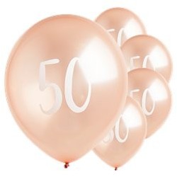 Ballons Rose nacré latex 11" 50ans paquet de 5