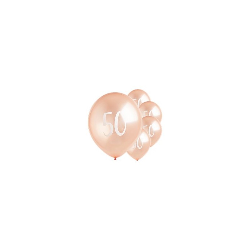 Ballons Rose nacré latex 11" 50ans paquet de 5
