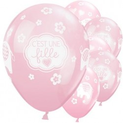 Ballon Naissance fille 11" ou 28 cm Latex