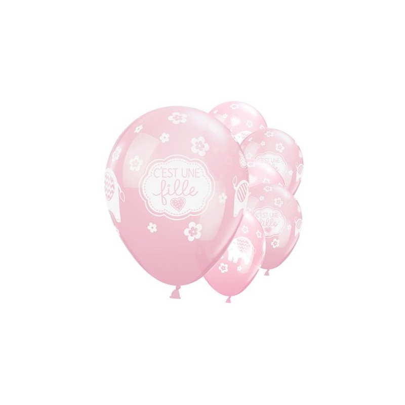 Ballon Naissance fille 11" ou 28 cm Latex