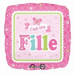 Ballon carre Alu naissance fille