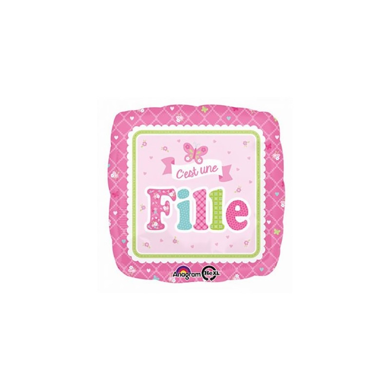 Ballon carre Alu naissance fille