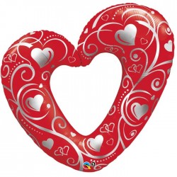 Alu balloon - red filigree heart 14 "(36 cm)