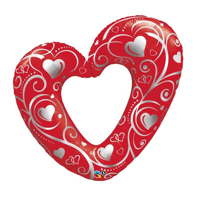 Alu balloon - red filigree heart 14 "(36 cm)