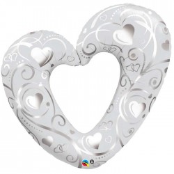 Alu balloon - red filigree heart 14 "(36 cm)