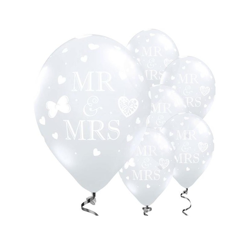 Ballons transparents Mr et Mrs 11" 28cm