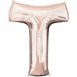 Ballon Rose Or lettre T