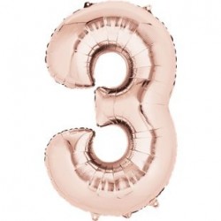 Ballon Rose Or chiffre 3