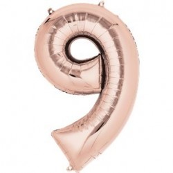 Ballon Rose Or chiffre 9
