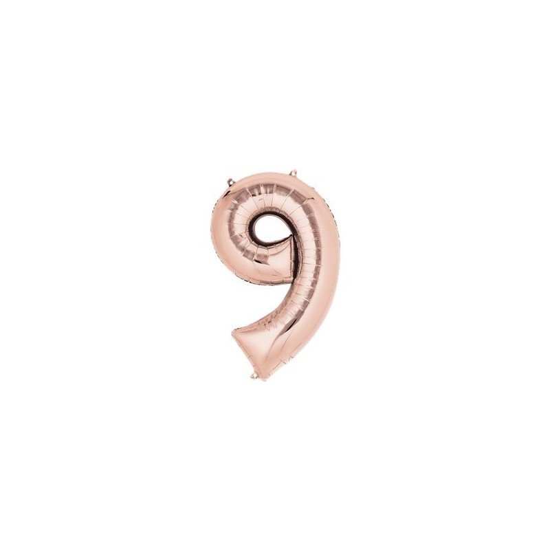 Ballon Rose Or chiffre 9