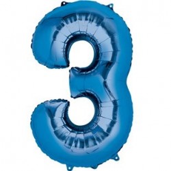 Ballon Bleu chiffre 3