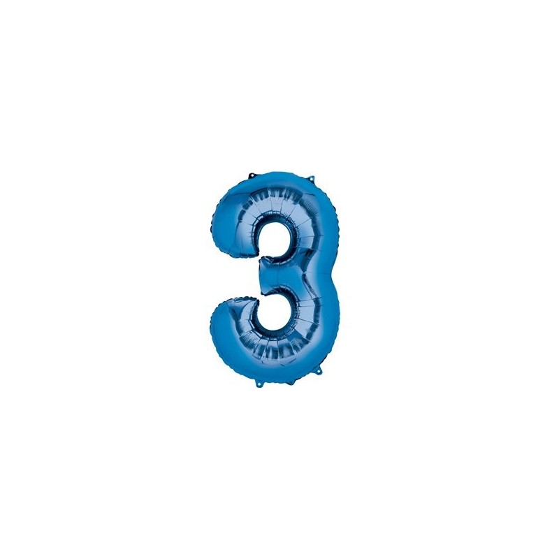Ballon Bleu chiffre 3