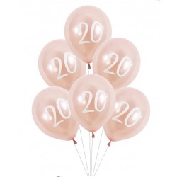 Ballons Rose nacré latex 11" 20ans paquet de 6