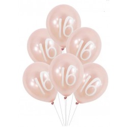Ballons Rose nacré latex 11" 16ans paquet de 6