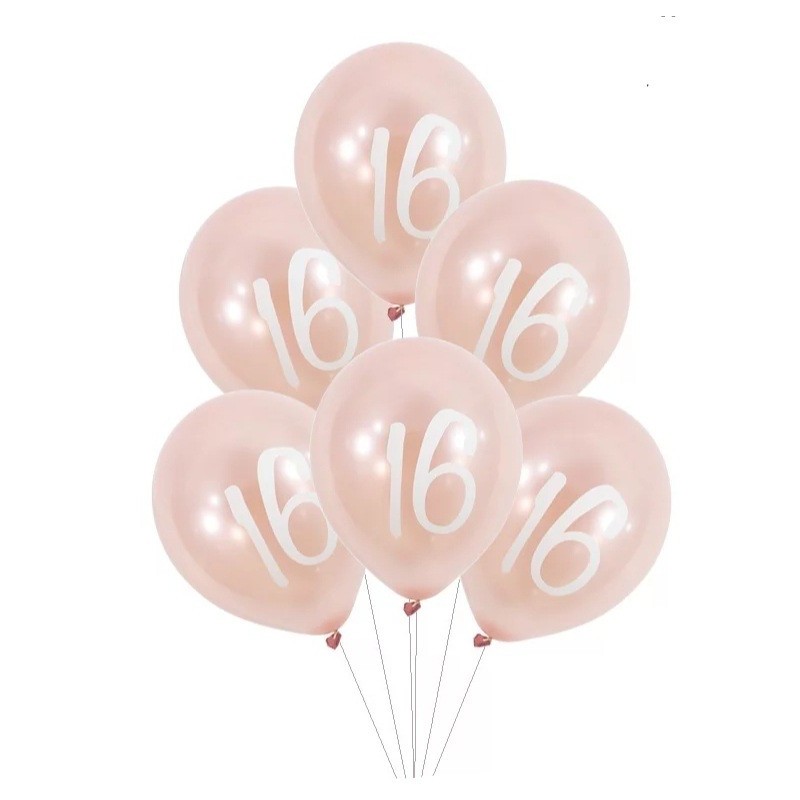 Ballons Rose nacré latex 11" 16ans paquet de 6