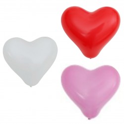 10 ballons cœur rose - blanc - rouge 26cm