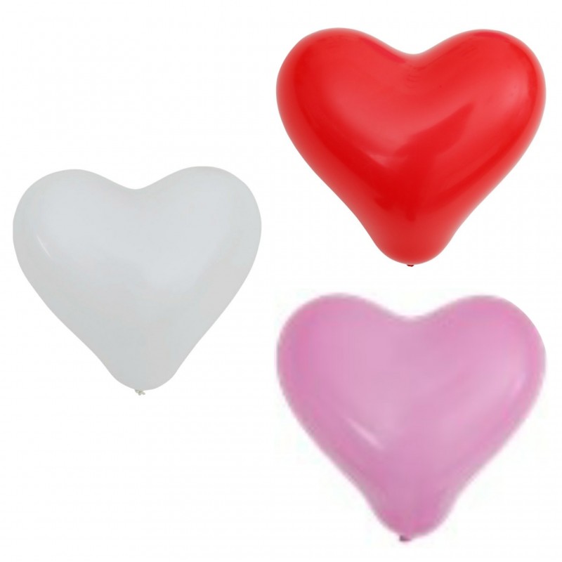 10 ballons cœur rose - blanc - rouge 26cm