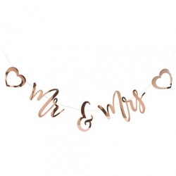 Bannière Mr & Mrs  rose-or 2m