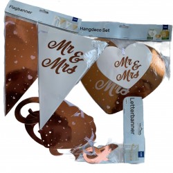 Kit bannières Mr & Mrs en rose or
