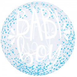 22 "(56 cm) Baby Boy Confetti Bubble Balloon
