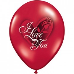BALLON I LOVE YOU RED ROSE 11" 28cm - Qualatex