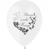 10 Ballons  Bienvenue à Notre Mariage Blanc  30cm - PMS