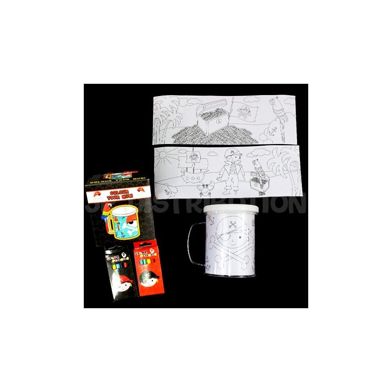 Mug - tasse à colorier+ 6 crayons couleur - Pirate