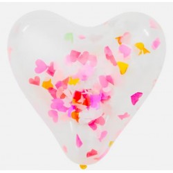 6 ballons confettis en coeur 30 cm