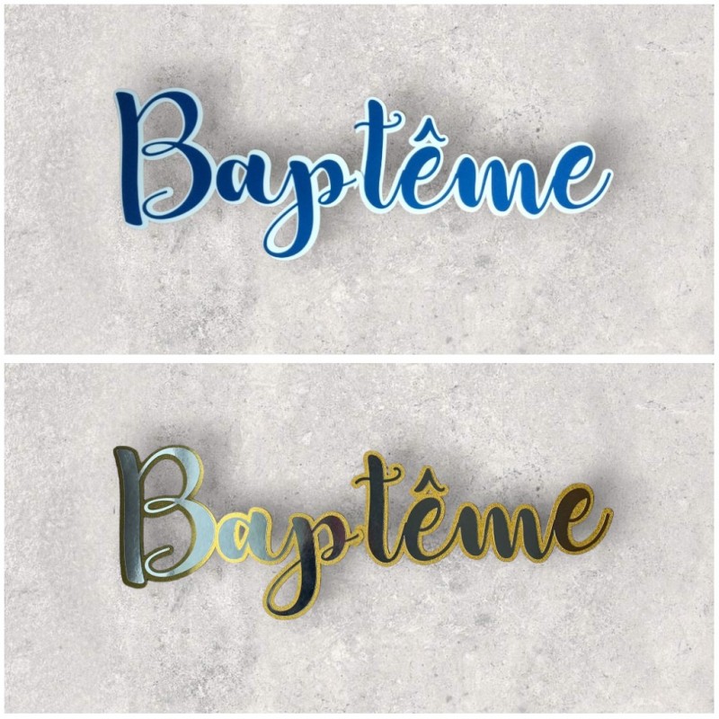 Découpe BAPTEME en papier 60cm