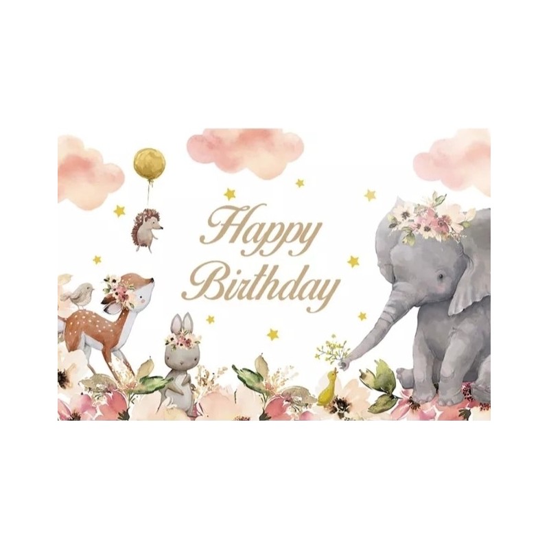 FOND HAPPY BIRTHDAY ANIMAL ROSE 150 cm x 100 cm