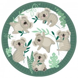 8 Assiettes rondes papier Koala 23 cm