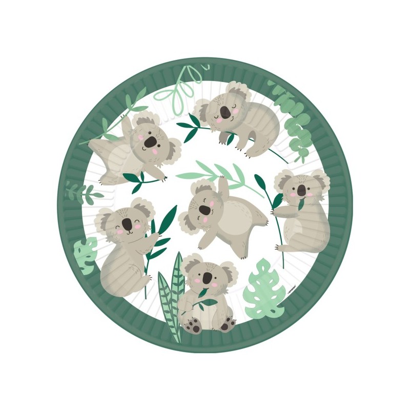 8 Assiettes rondes papier Koala 23 cm