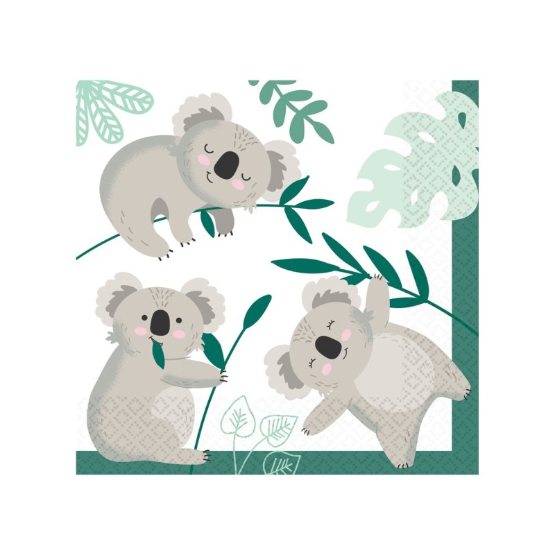16 Serviettes Koala 33 x 33 cm