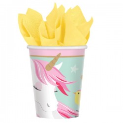 8 Gobelets papier Licorn Magique 250 ml