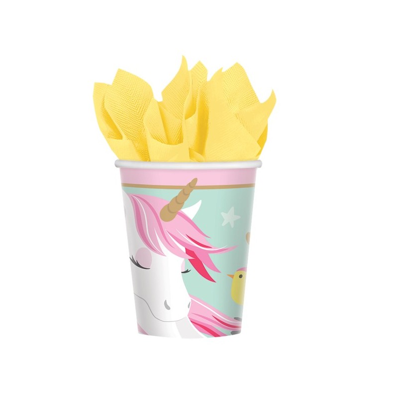8 Gobelets papier Licorn Magique 250 ml