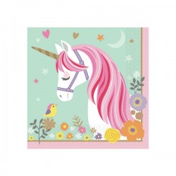 16 Serviettes Licorn Magique 33 x 33 cm