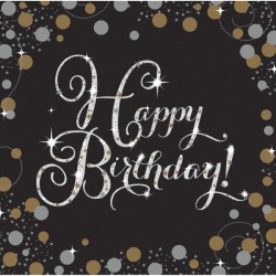 16 serviettes Sparkling Celebration Happy Birthday 33 x 33 cm