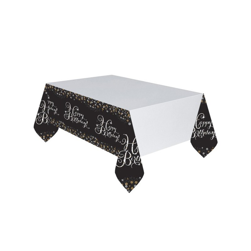 Nappe plastifiee Sparkling Celebration Happy Birthday 120 x 180 cm