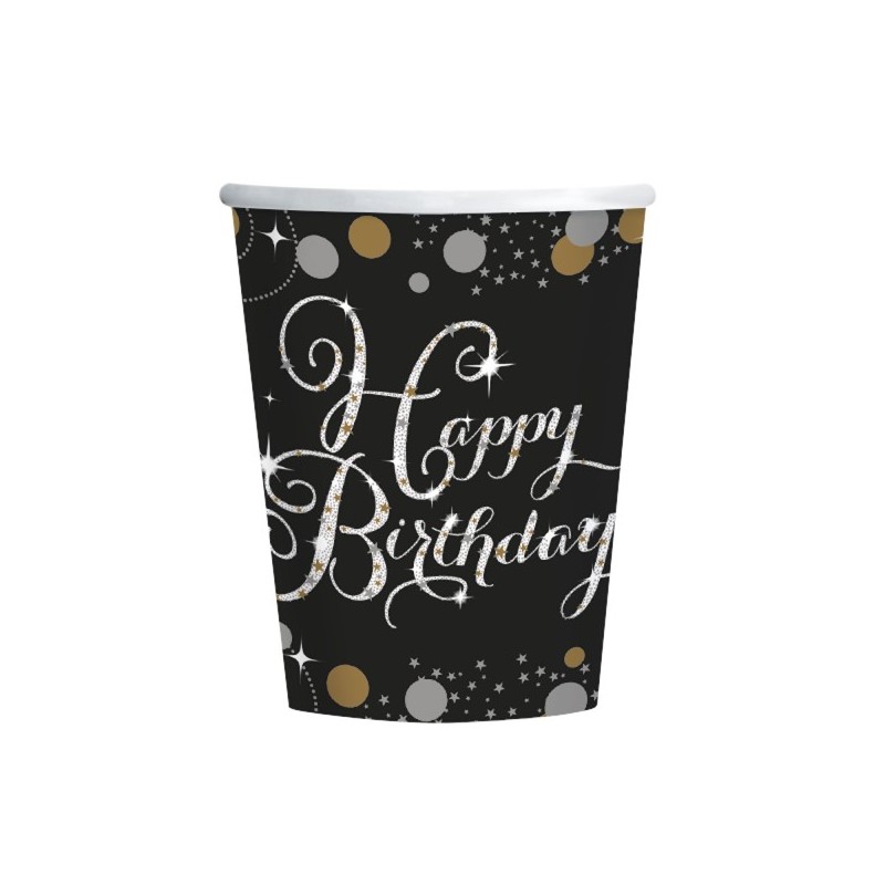 8 Gobelets papier Sparkling Celebrations Happy Birthday 250 ml