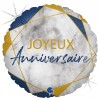 Ballon Alu 18″ Joyeux Anniversaire Marble Matte Rose Gold