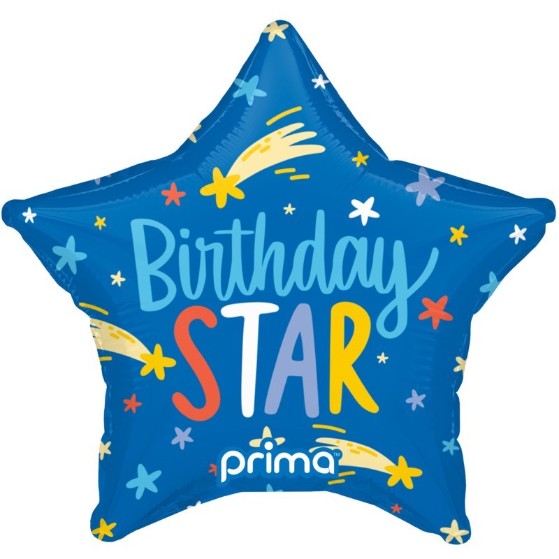 6 Ballons Alu 9" Star Birthday Star