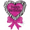Ballon Alu 30″ (76cm) Birthday Zebra Heart Bow
