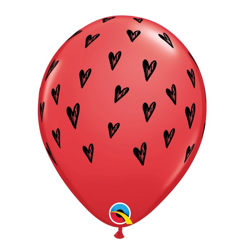 Ballon latex 11" rouge graines de cœur