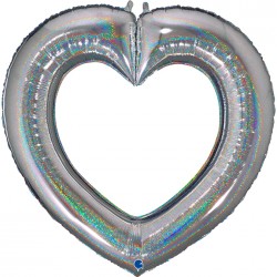 Ballon Alu cœur 41" glitter Gris