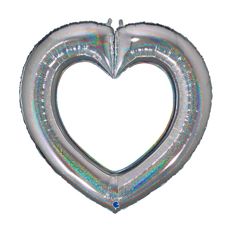 Ballon Alu cœur 41" glitter Gris