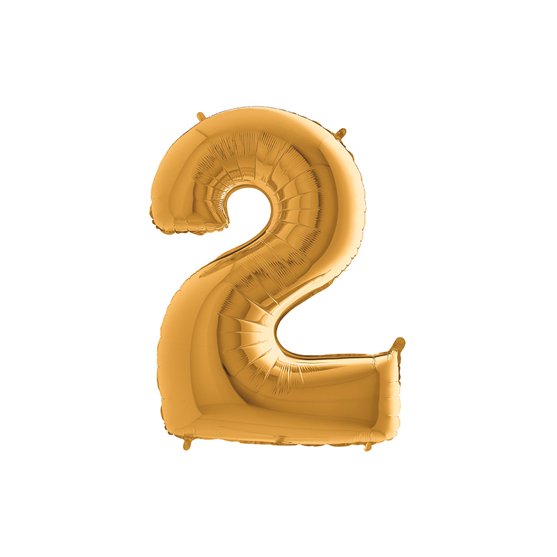 Ballon couleur Or chiffre 2